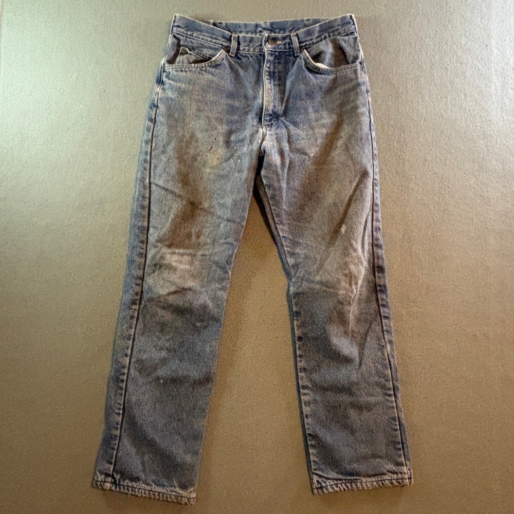 VTG LL Bean Flannel Lined Jeans Mens 32x30 Blue Denim Plaid Workwear 90s Y2K
